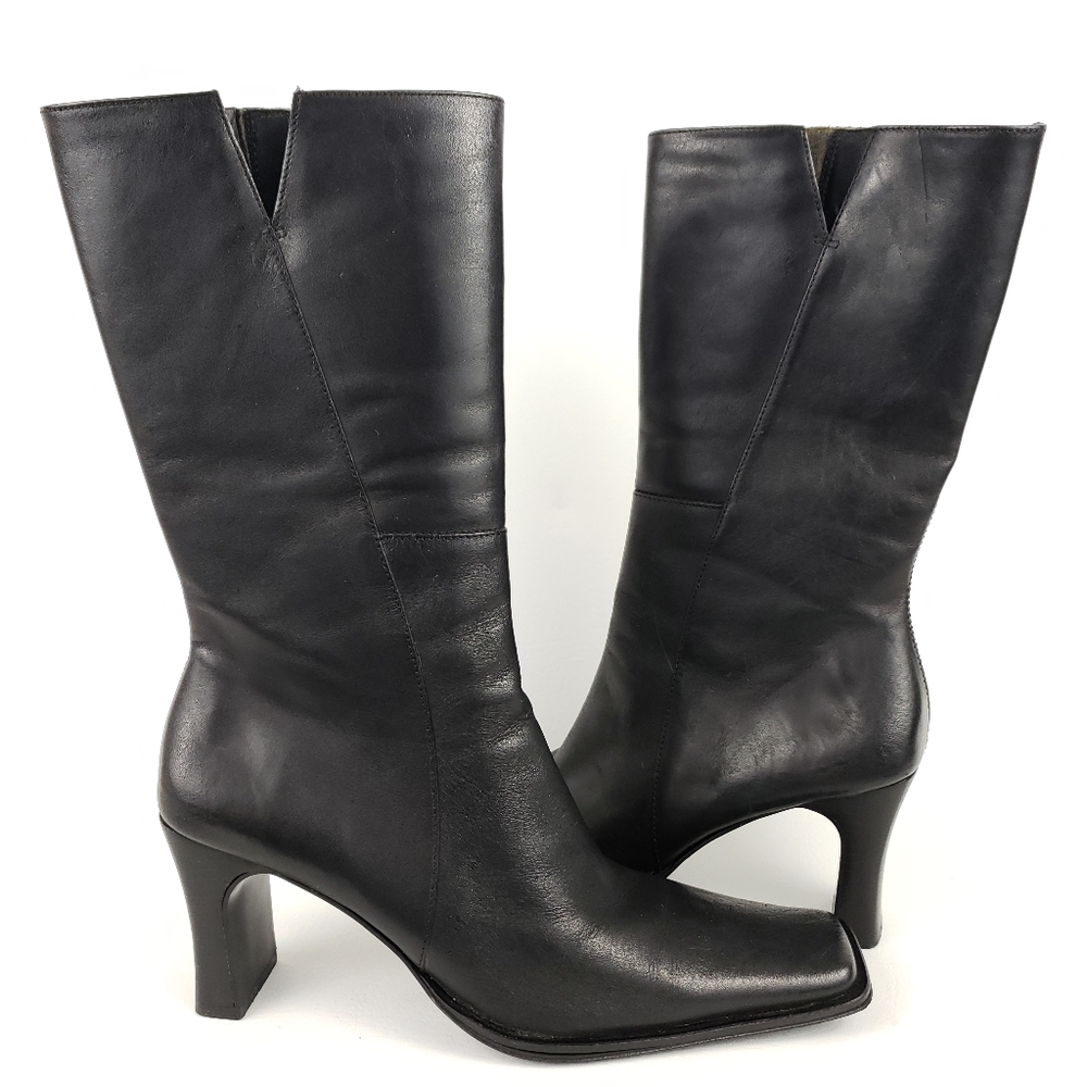 Maripé "Charlie" Black Leather Mid-Calf  Boots